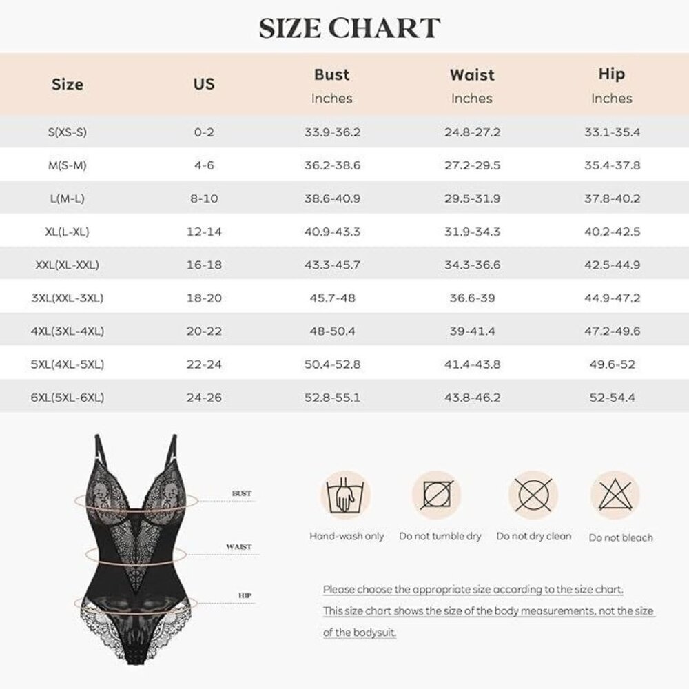 Popilush Lace Shapewear Bodysuit Thong Tummy Control Backless BLACK XL - Picture 6 of 6